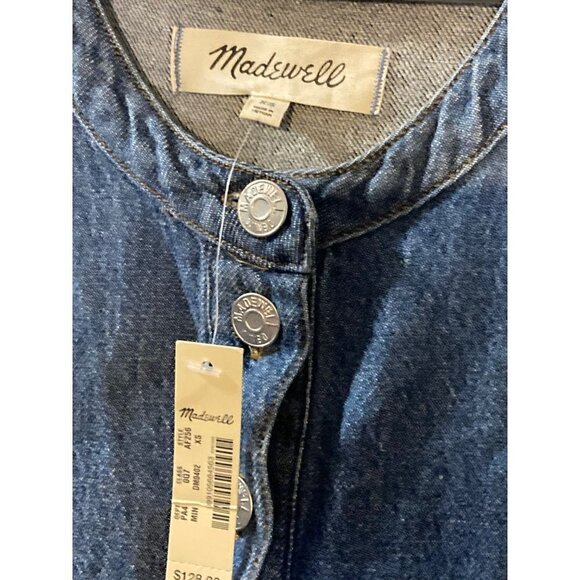 NWT Madewell Women's Blue Denim Patch-Pocket Popover Shirt Dress XS - Picture 6 of 8